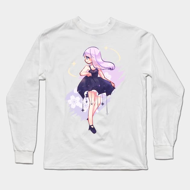 Starry aesthetic kawaii anime girl Long Sleeve T-Shirt by mushopea